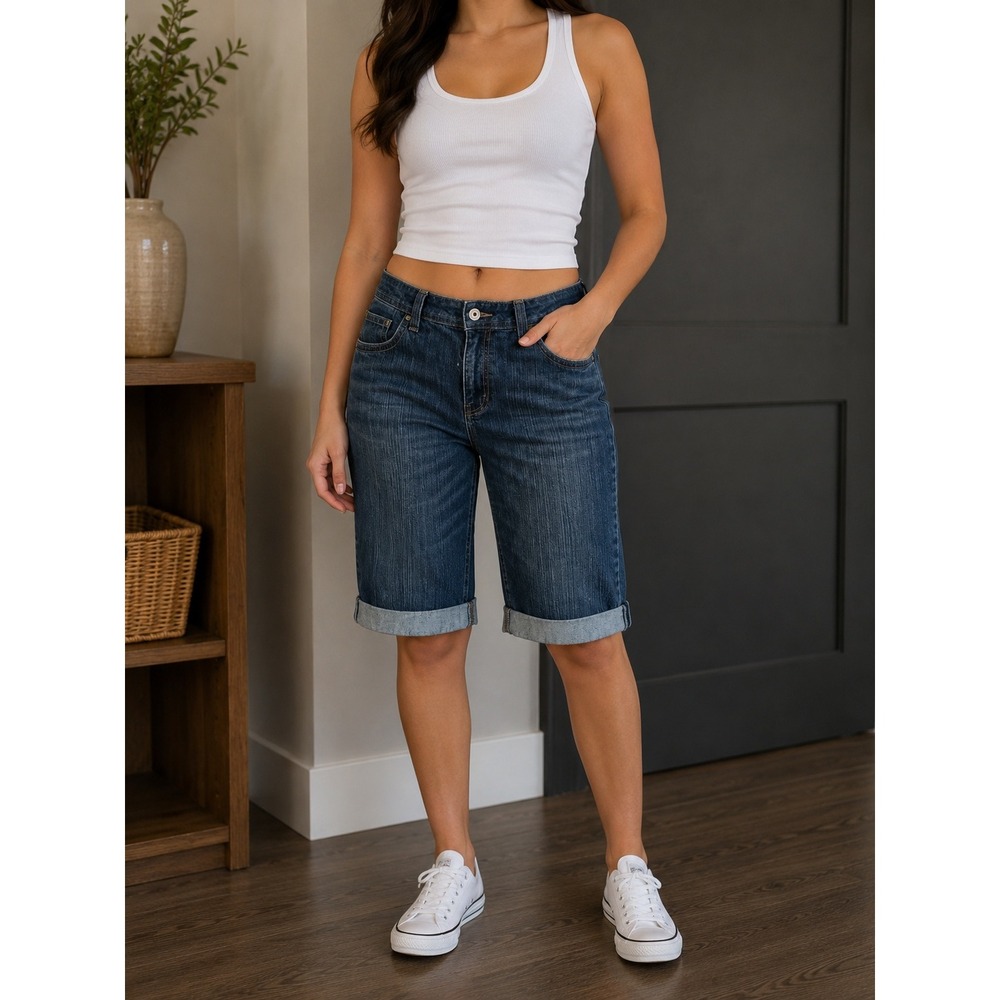 Gloria Vanderbilt  Denim Jean Bermuda Shorts Size 14